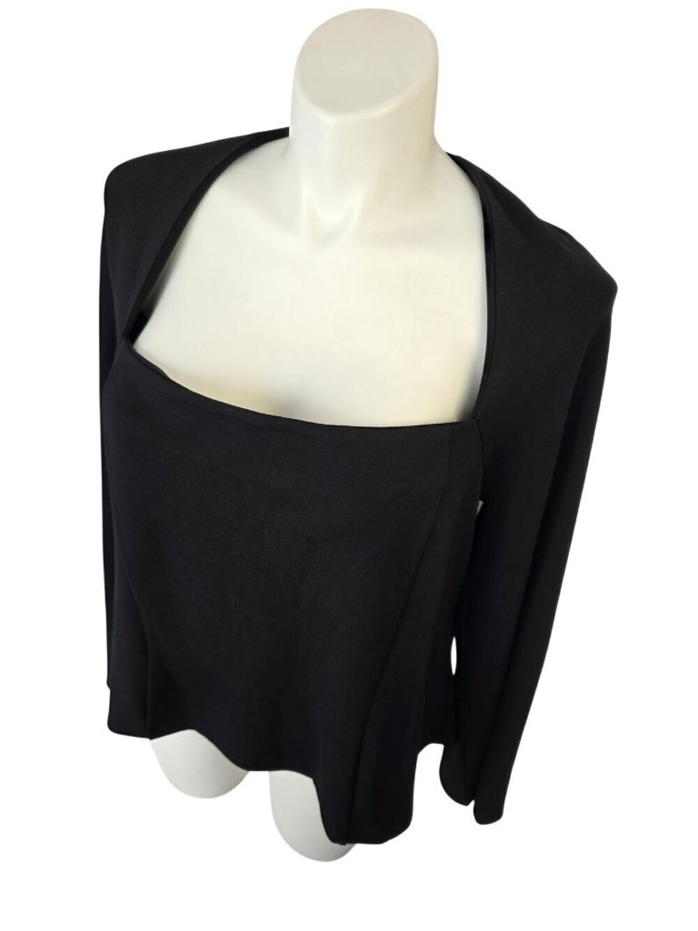 Eloquii Black Flared Sleeve Top Size 18 Minimalist Square Neck Blouse